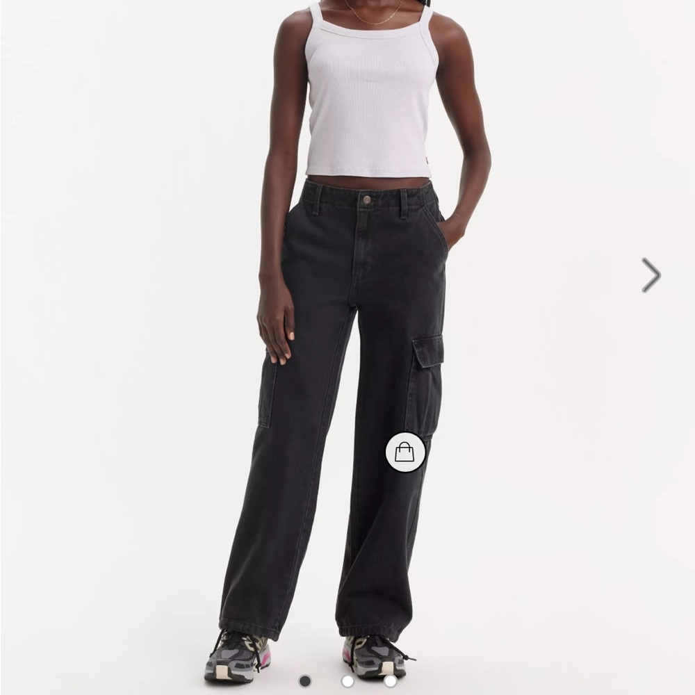 Black Denim Cargo Pants - dad baggy Levi's
